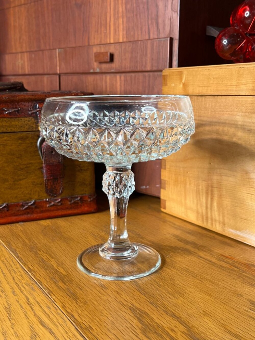 Anchor Hocking Diamond Pointe Compote/Trinket/Candy Dish